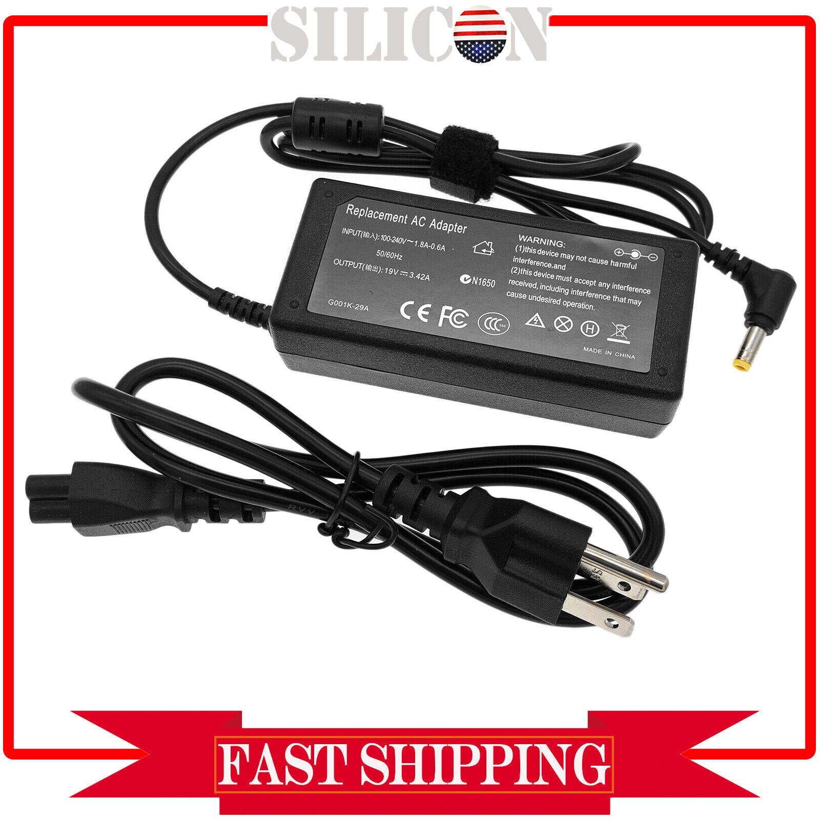 65W AC Adapter For HP Pavilion 22cwa T4Q59AA#ABA LED Monitor Power Supply Cord