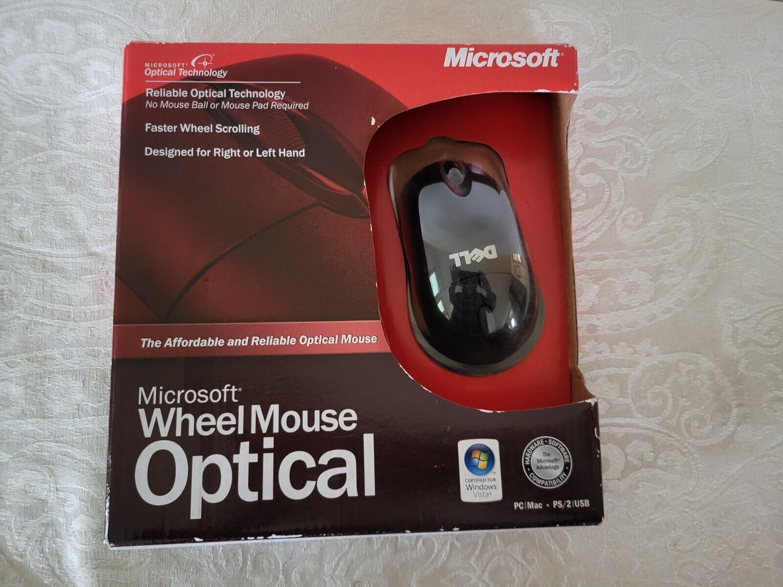 Vintage Microsoft Wheel Mouse Optical Mouse White USB PS2 New Factory Sealed