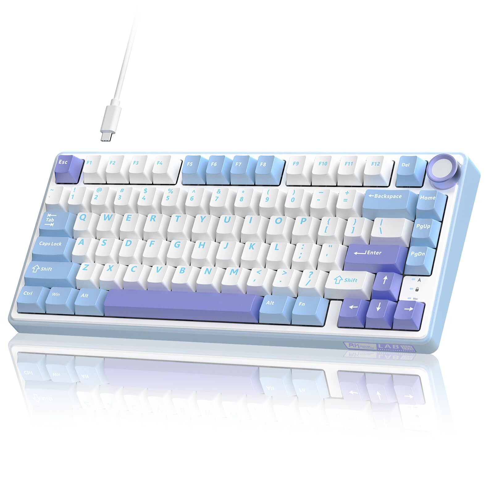 R75 Mechanical Keyboard Wired with Volumn Knob, 75% TKL Custom Gaming Keyboar...