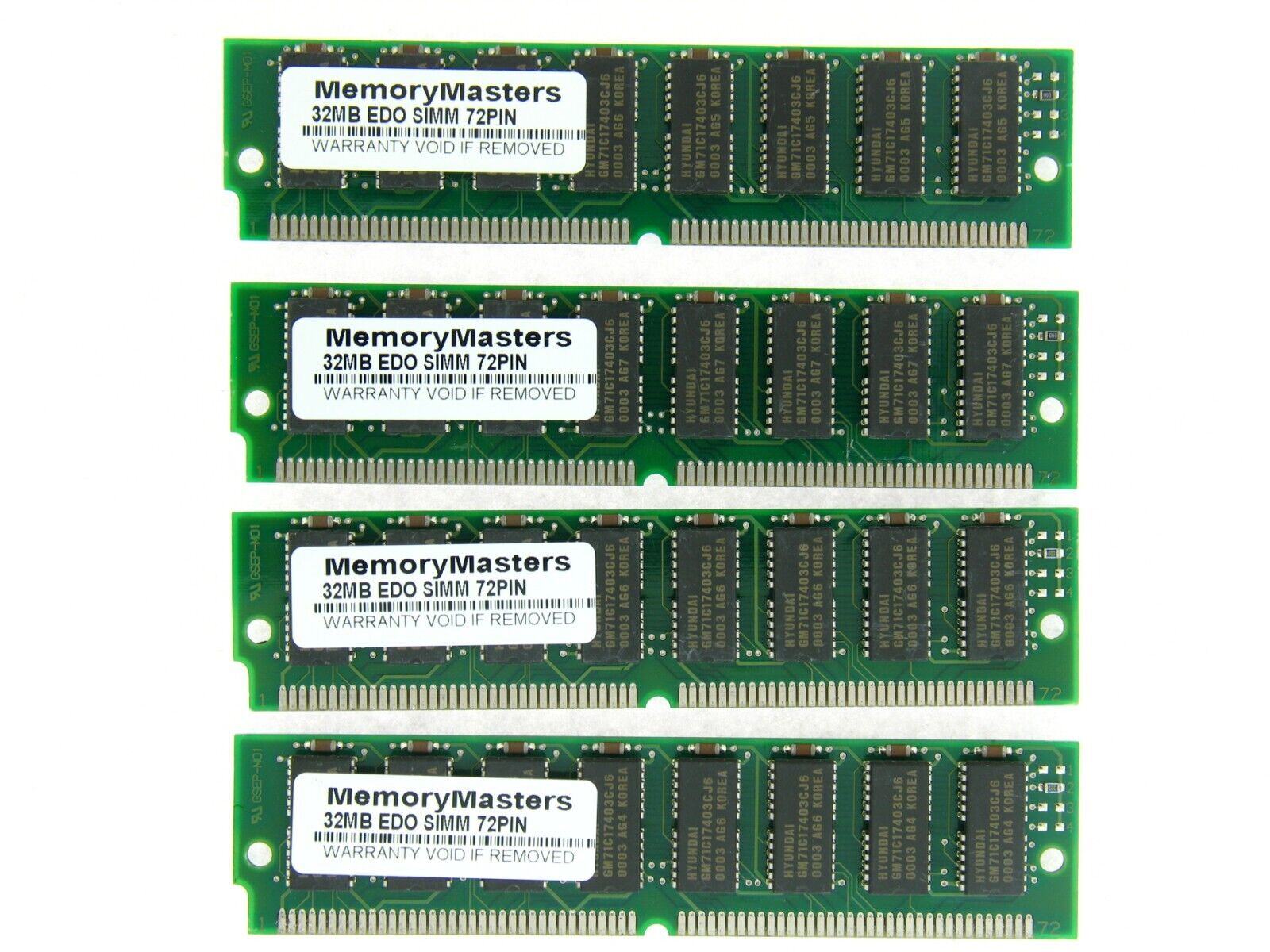 4x 32MB 72-pin 60ns EDO SIMM Non-Parity Memory 8x32 5V 128MB RAM Apple Macintosh