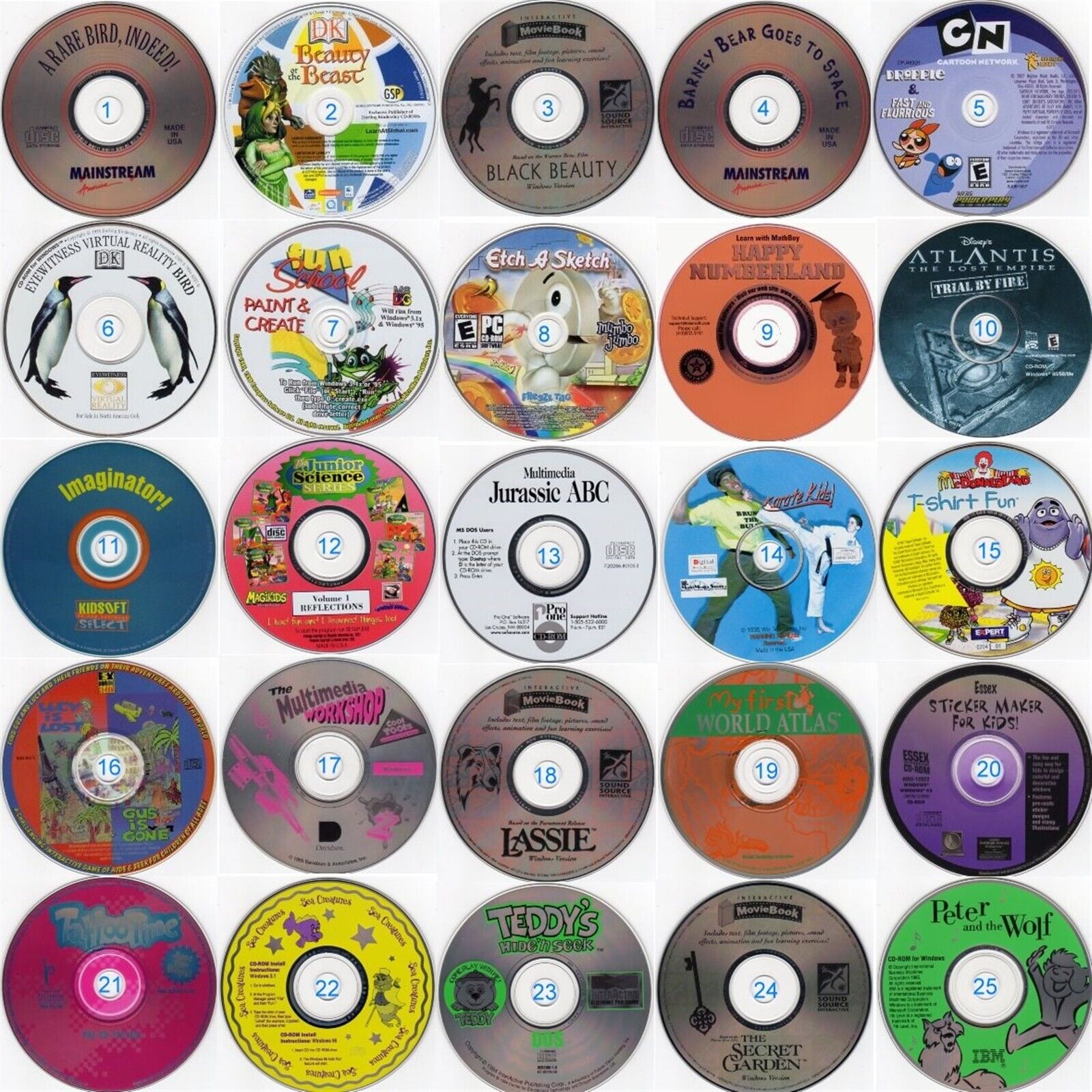 Lot of 12 Kids CD-ROMs (Choose from 50 Titles) JUST $2.00 each & Low USA S&H