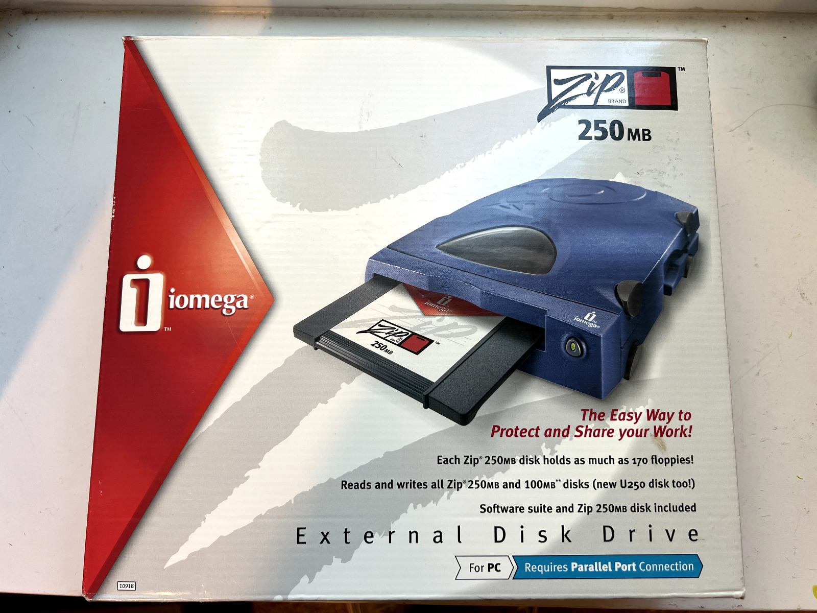 OEM iomega ZIP 250 MB Parallel Port External Drive & Box For PC UNTESTED