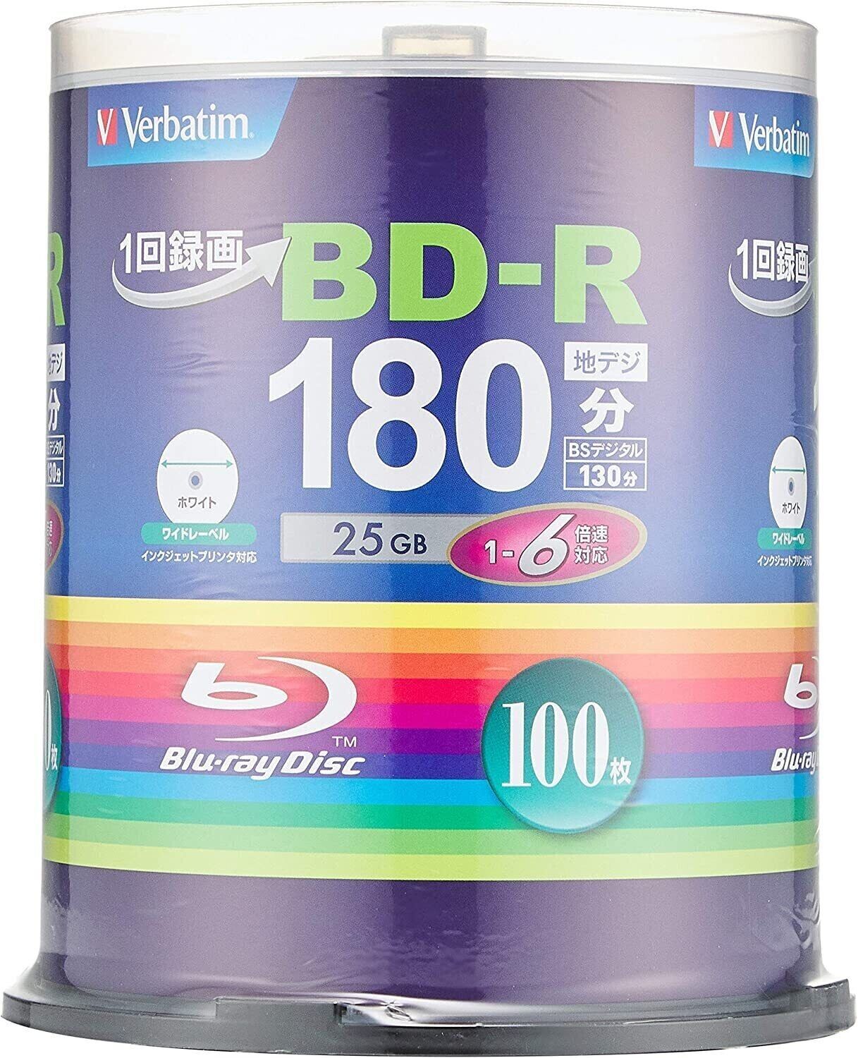 Verbatim Blu-ray Disc for 1-time recording BD-R 25GB 100 sheets white 100 sheets