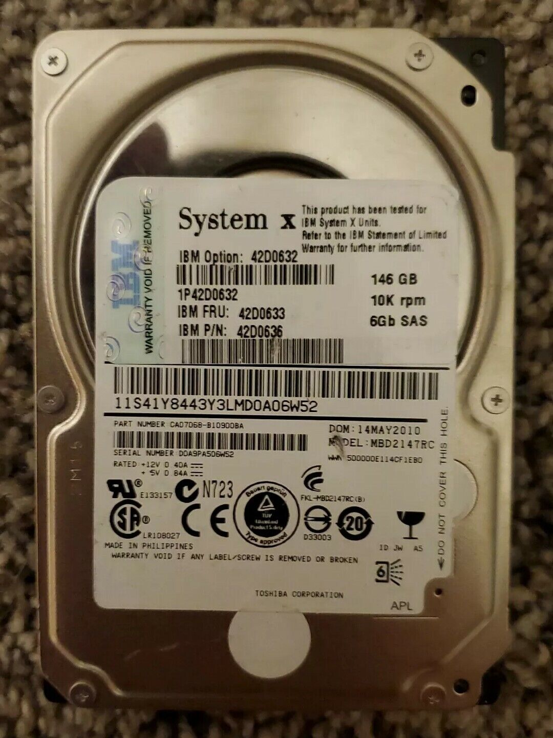  IBM SYSTEM X 146GB 10K GB 
