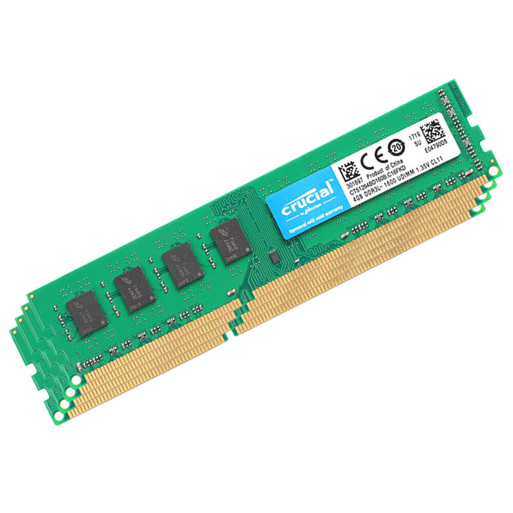 Crucial desktop Kit 16GB 4x 4GB DDR3L 1600MHz 240-Pin PC3L-12800 DIMM Memory RAM