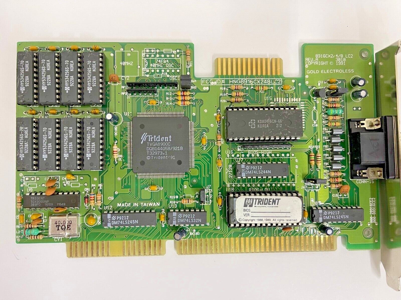VINTAGE 1991 TRIDENT MICROSYSTEMS TVGA8900C 1 MEG ISA VGA CARD MXB117