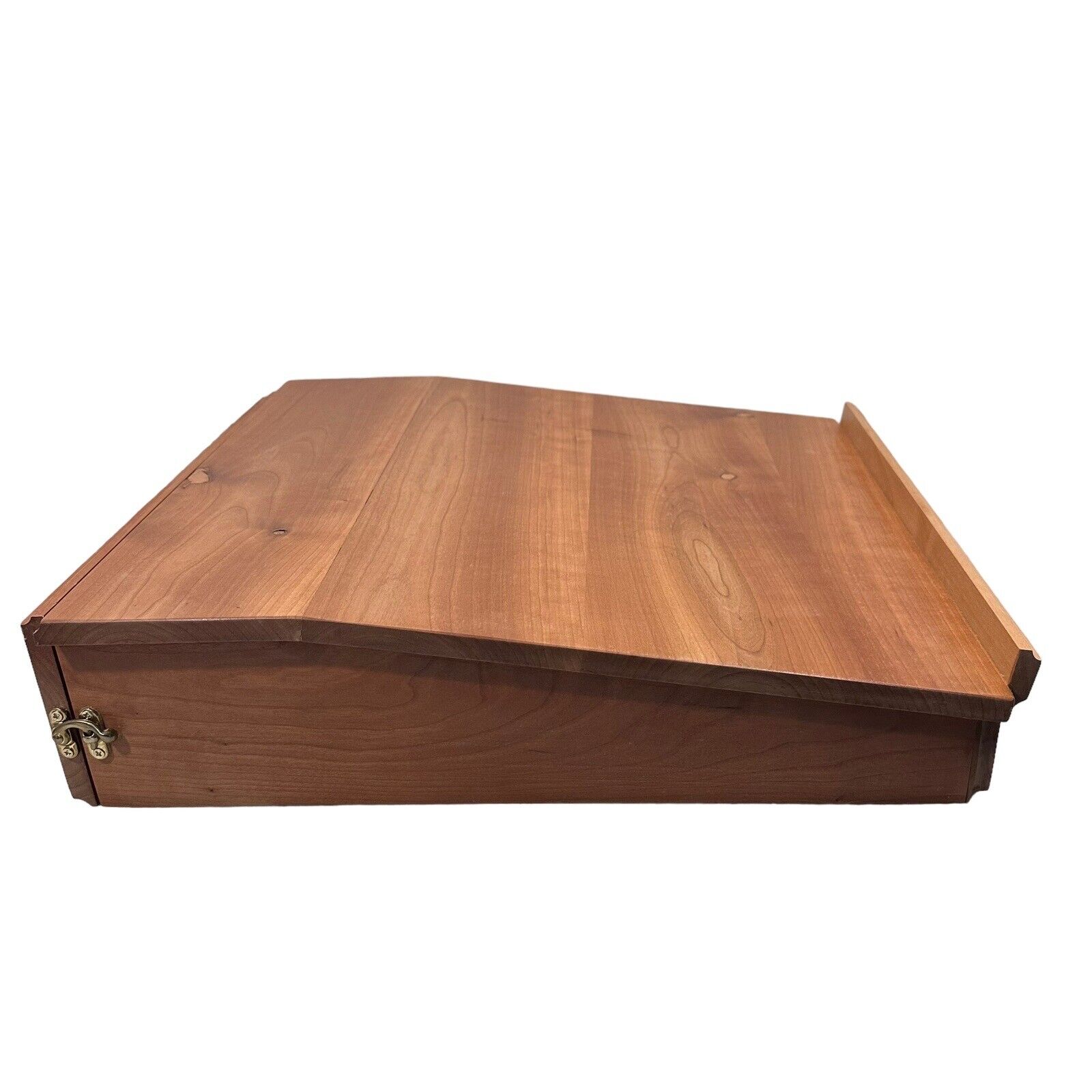 Wood Executive Lap Desk with Storage Compartments Natural Finish Leather Handle