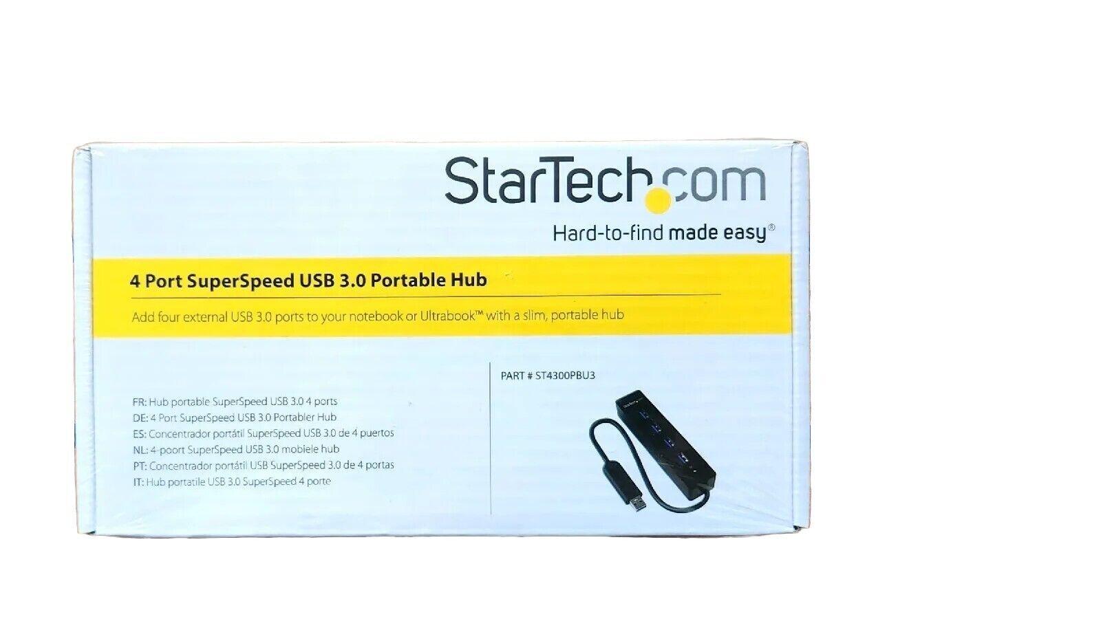 StarTech.com ST4300PBU3 4 Port USB 3.0 Hub - Built-in Cable - SuperSpeed - Black
