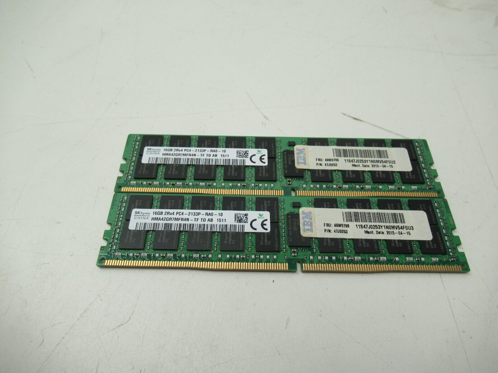 Lot of 2x16GB=32GB SKhynix HMA42GR7MFR4N-TF  2Rx4 PC4-2133P Server Memory