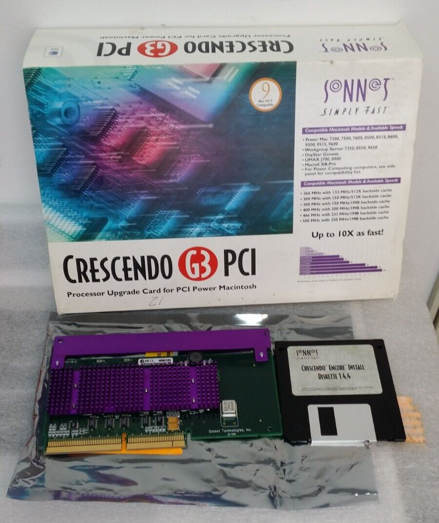 Sonnet Crescendo G3 PCI 400 Processor Upgrade Apple Power Macintosh Computer NOS