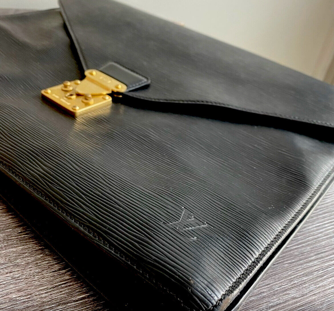 Pre-Loved Louis Vuitton Brief Case Black Epi Leather Serviettee Conseiller