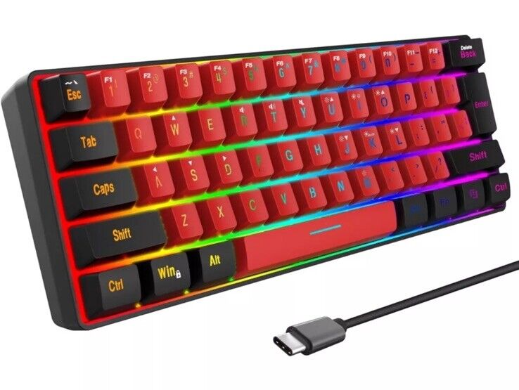 60% Keyboard Wired Gaming RGB Backlit Ultra-Compact Mini Keyboard Waterproof