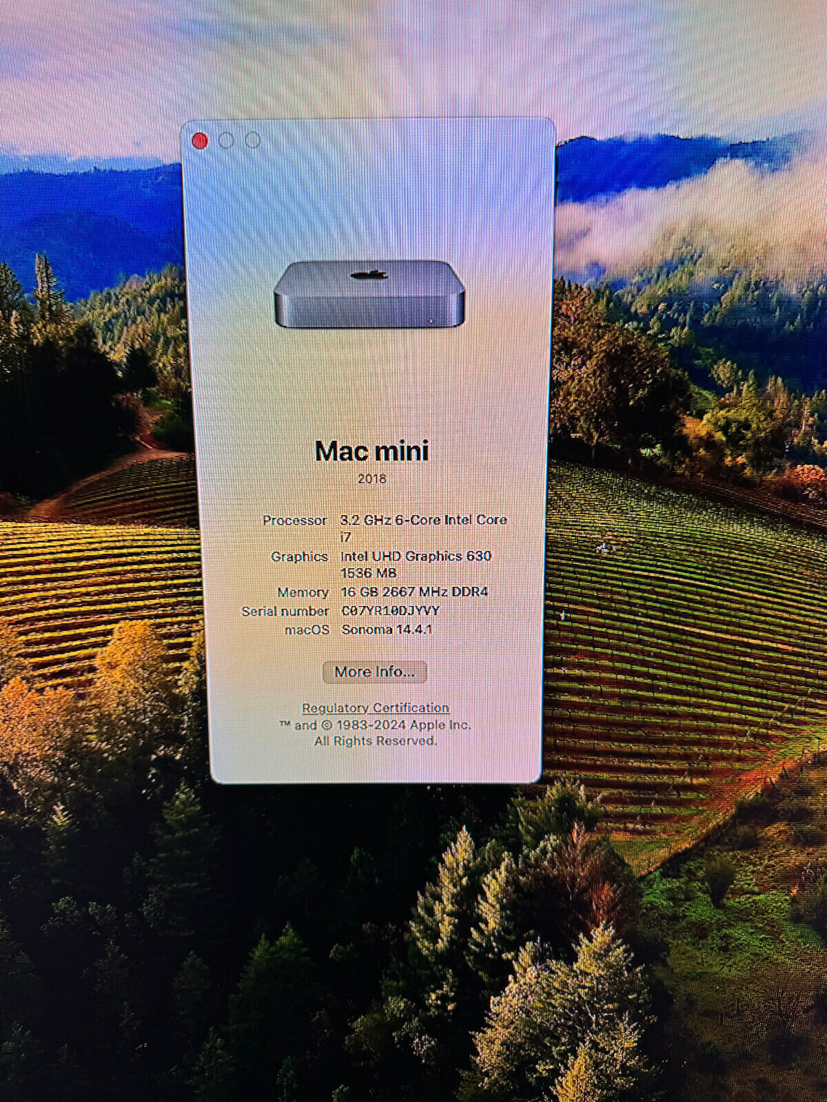 Apple 2018 Mac Mini 3.2GHz 6 Core Intel i7 16GB RAM 128GB SSD Model A1993