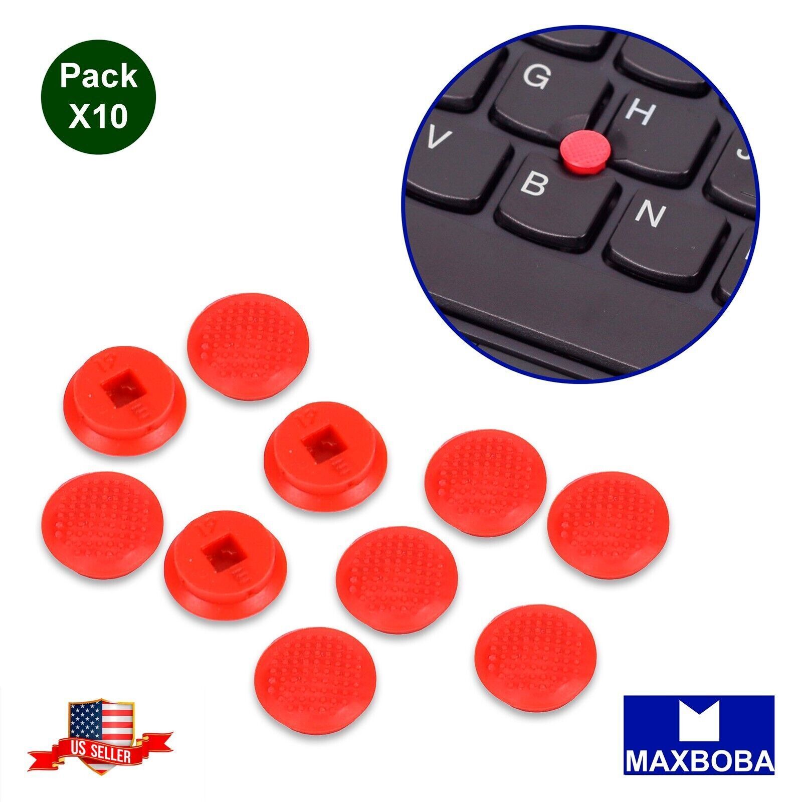 10 Pack Rubber Mouse Pointer Trackpoint Red Cap for Lenovo Laptop