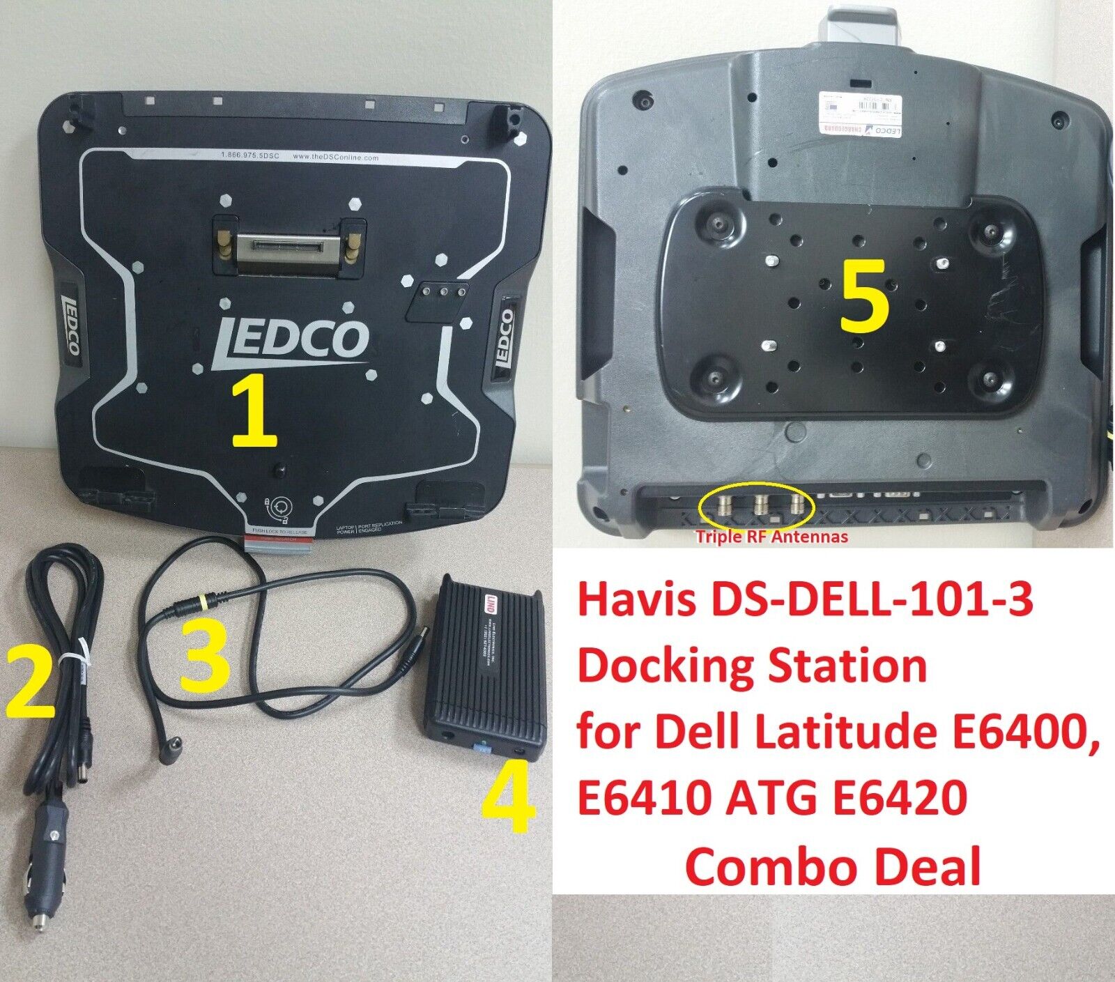 5x Havis DS-DELL-101-3 Docking Stations for Dell Latitude E6400, E6410 ATG E6420