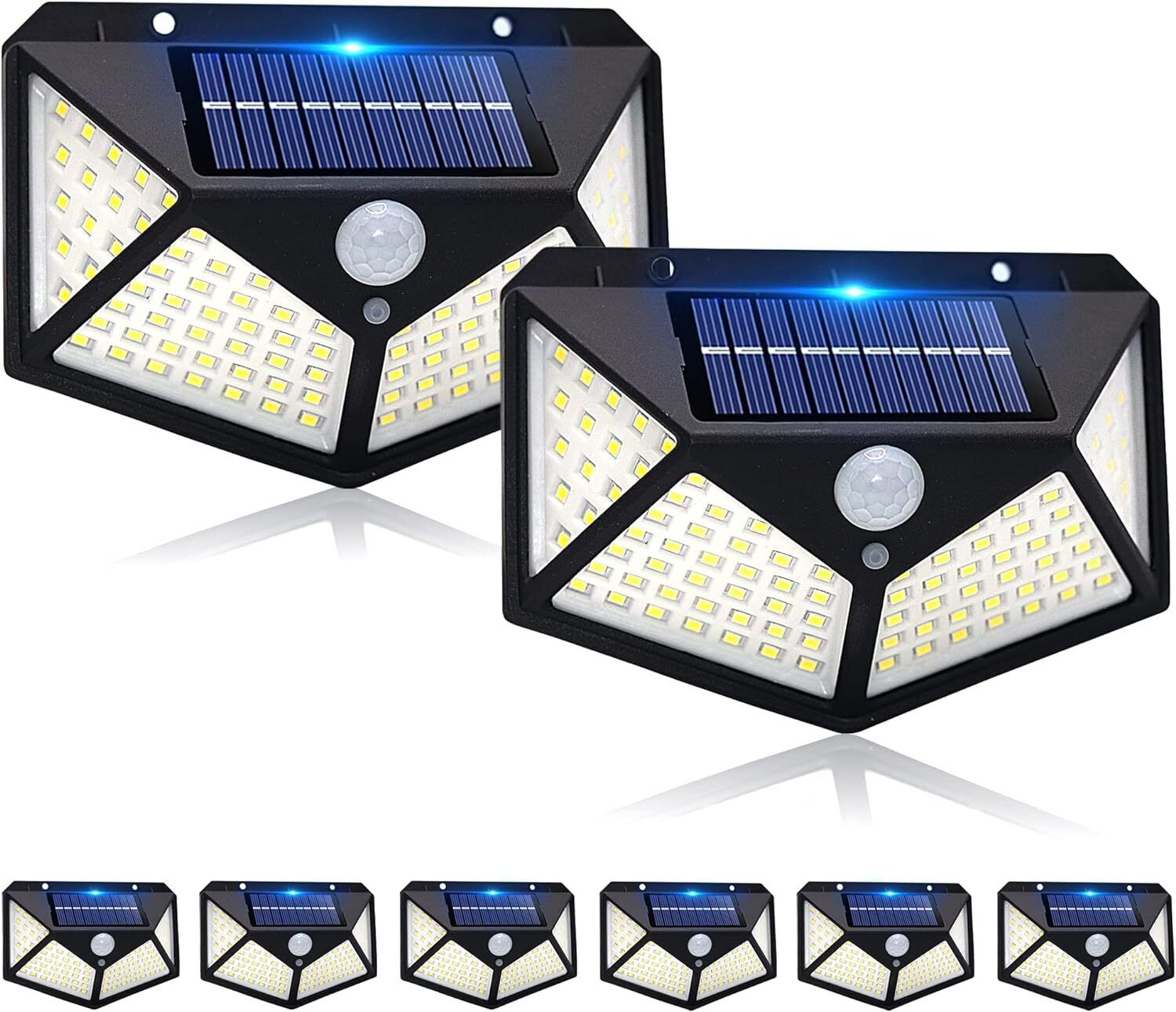 8 Pack Solar Lights 100 LEDs, IP65 Waterproof, Motion Sensor for Outdoor