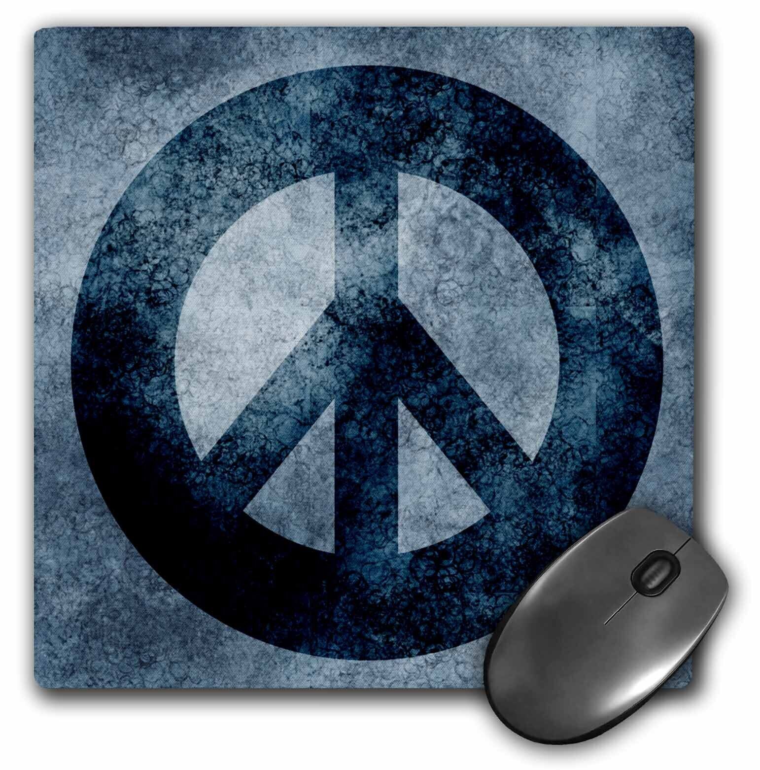3dRose Blue Grunge Peace Sign - Fun Art MousePad