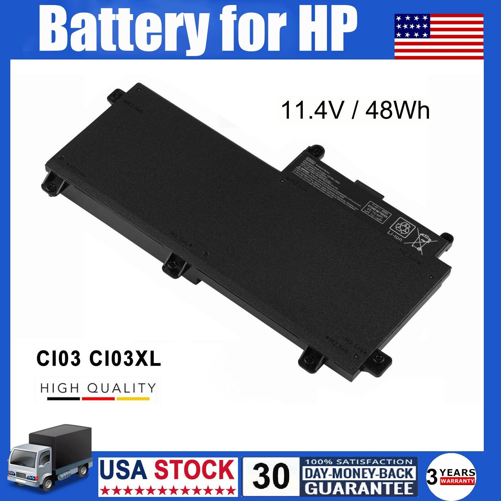 CI03 CI03XL Battery For HP ProBook 640 645 650 G2 HSTNN-UB6Q 801554-001 48Wh New