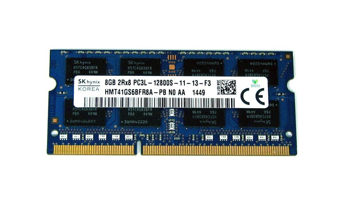 SK HYNIX 8Gb 2Rx8 DDR3 PC3L-12800S LAPTOP SO-DIMM RAM MEMORY HMT41GS6BFR8A-PB