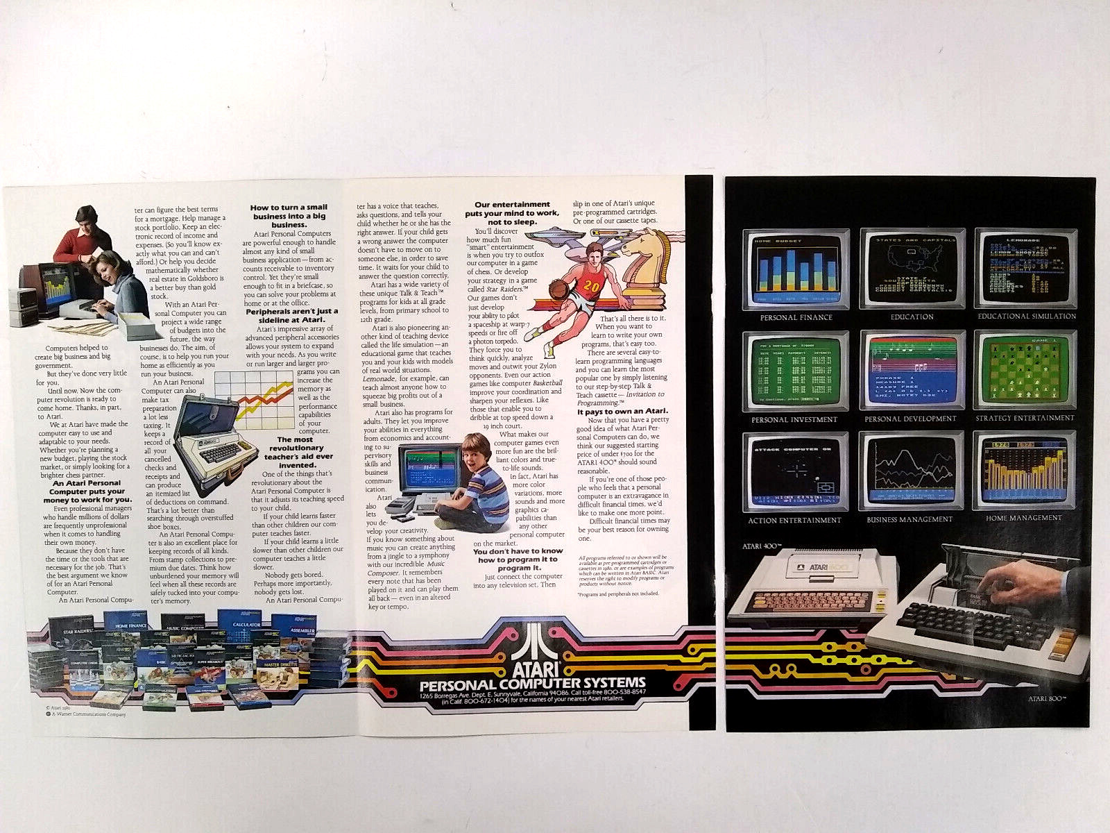 Atari 400 Computer 1980 Vintage Ad 9 x 6.75 - 3 Pages - Original Clip - Rare