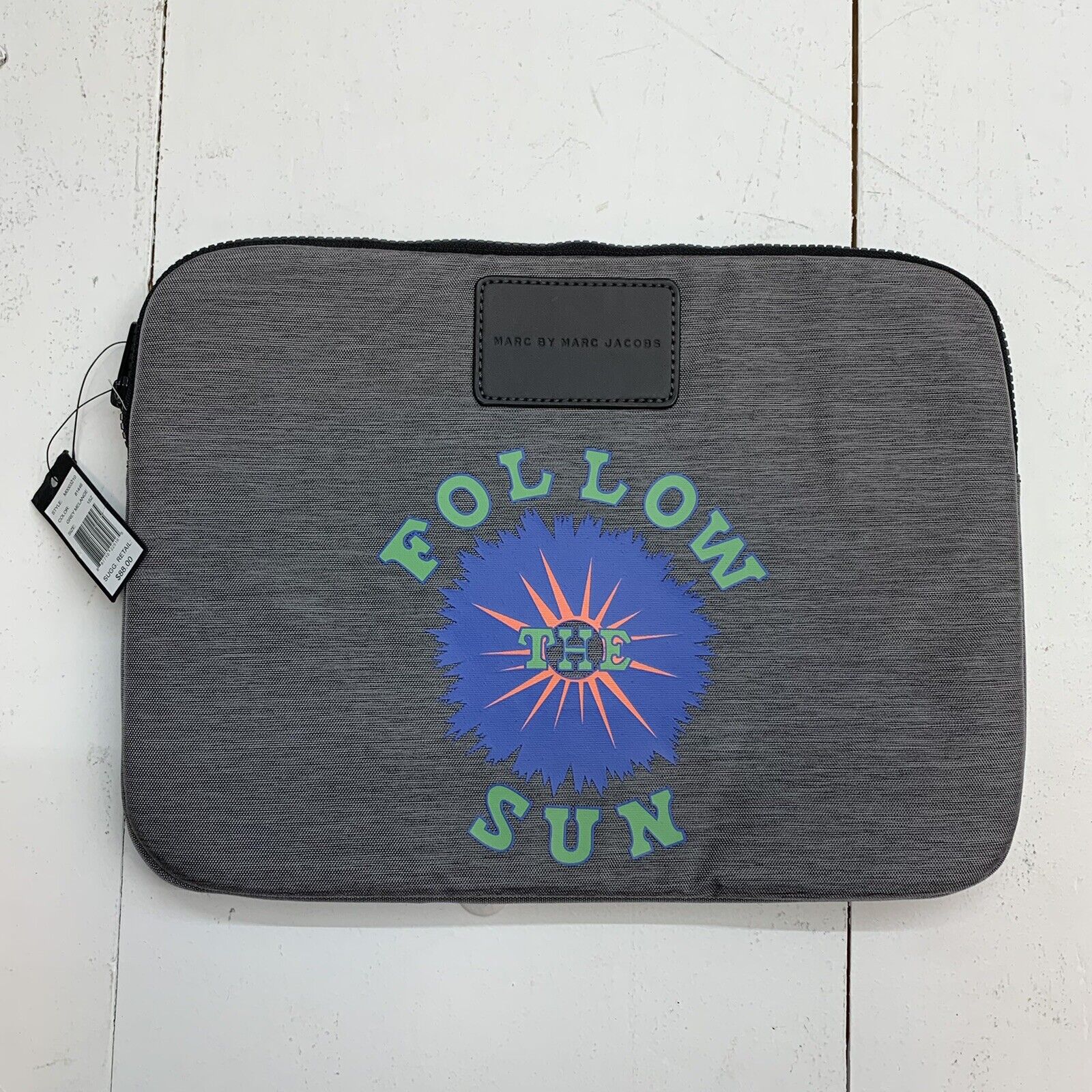 Marc Jacobs Gray Melange Laptop Sleeve Case Neoprene Tech Follow The Sun NEW*