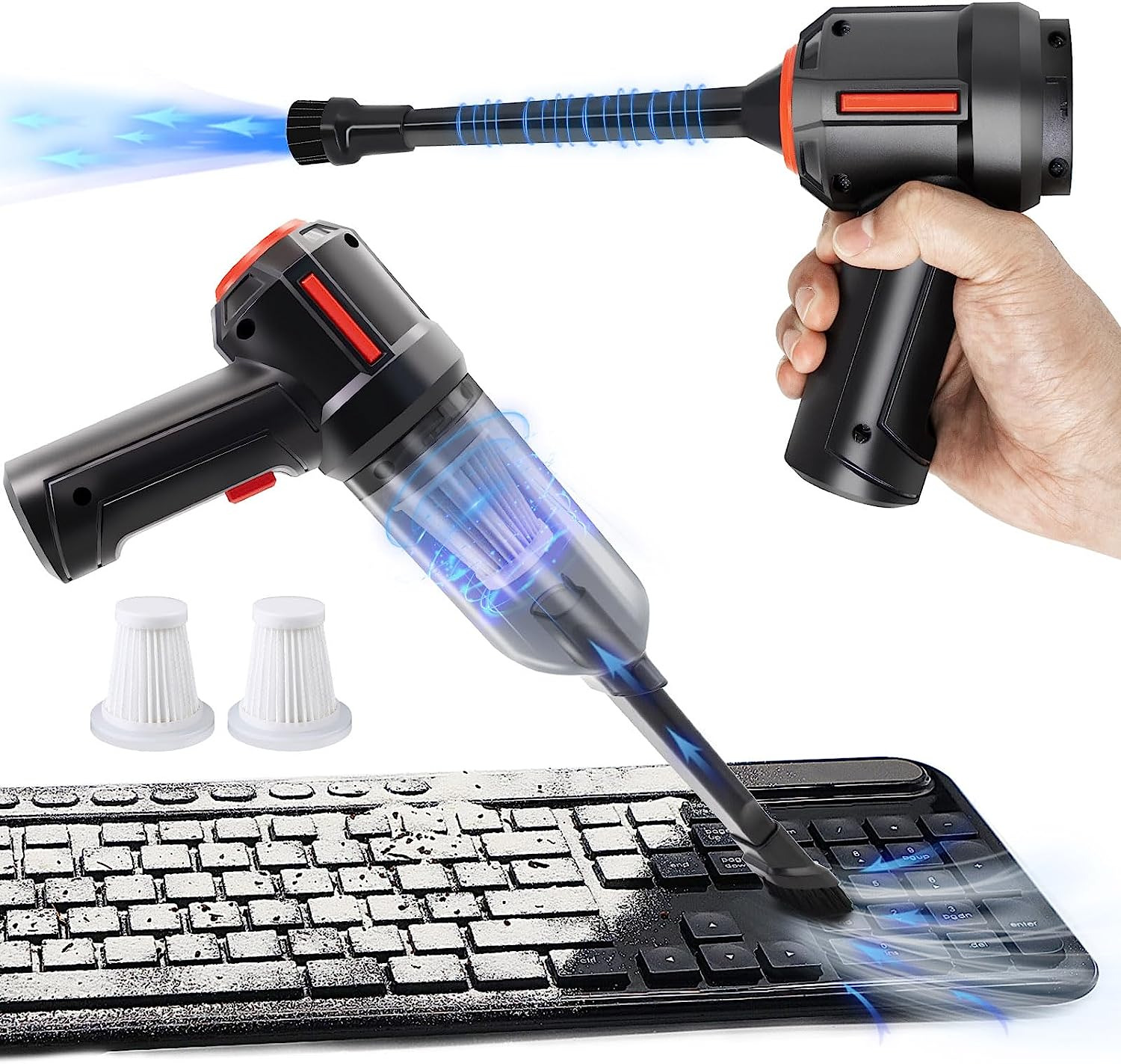 Compressed Air Duster & Mini Vacuum Keyboard Cleaner,Generation Canned Air Spray