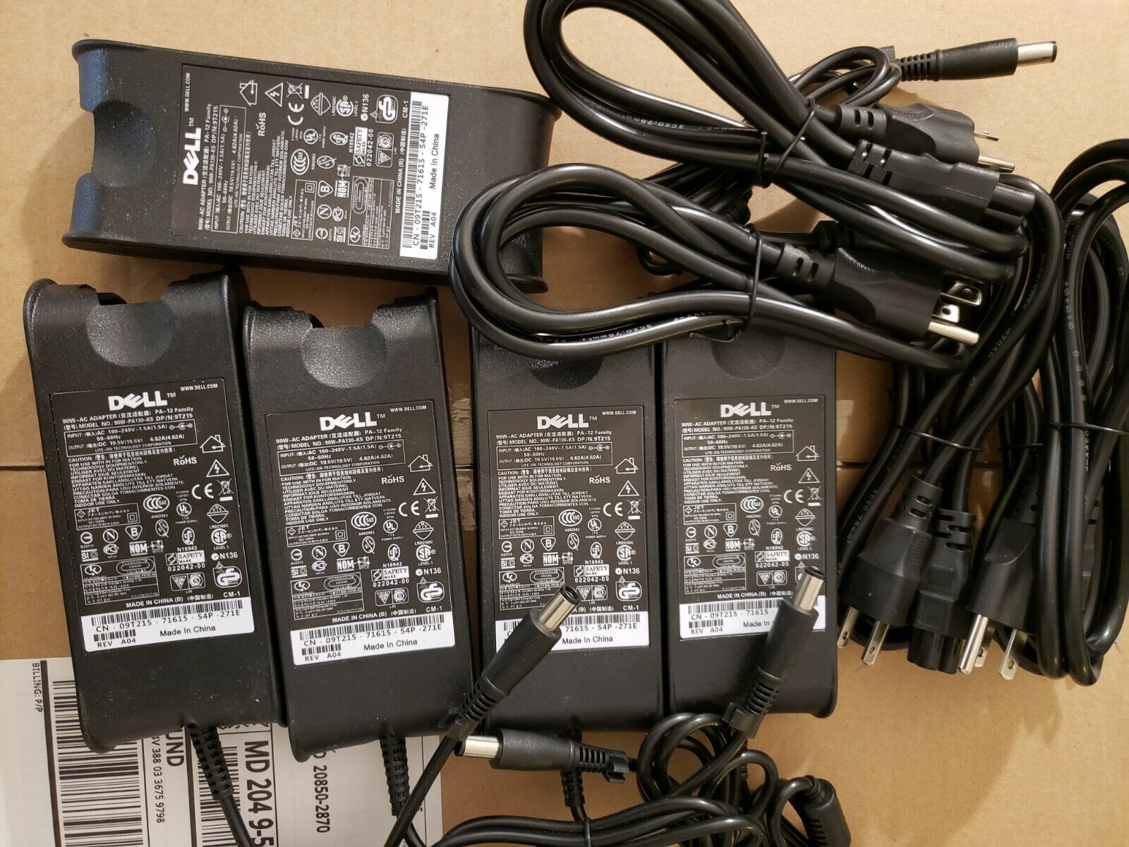 🔥Lot of 5 laptop charger power adapters 90w 19.5v 4.62A for dell old laptops🔥