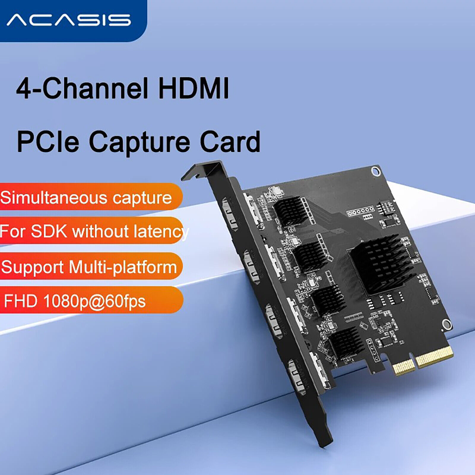 ACASIS 4-channel built-in PCI-E 1080P 60Hz 20Gb/S video capture card