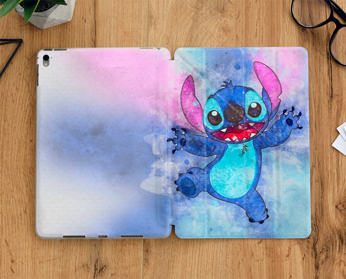 Disney Stitch watercolor iPad case with display screen for all iPad models