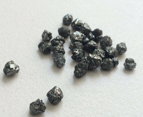 10cts 3 to 5 mm Natural Black Rough Diamond, Uncut Raw Black  Loose Diamond Lot
