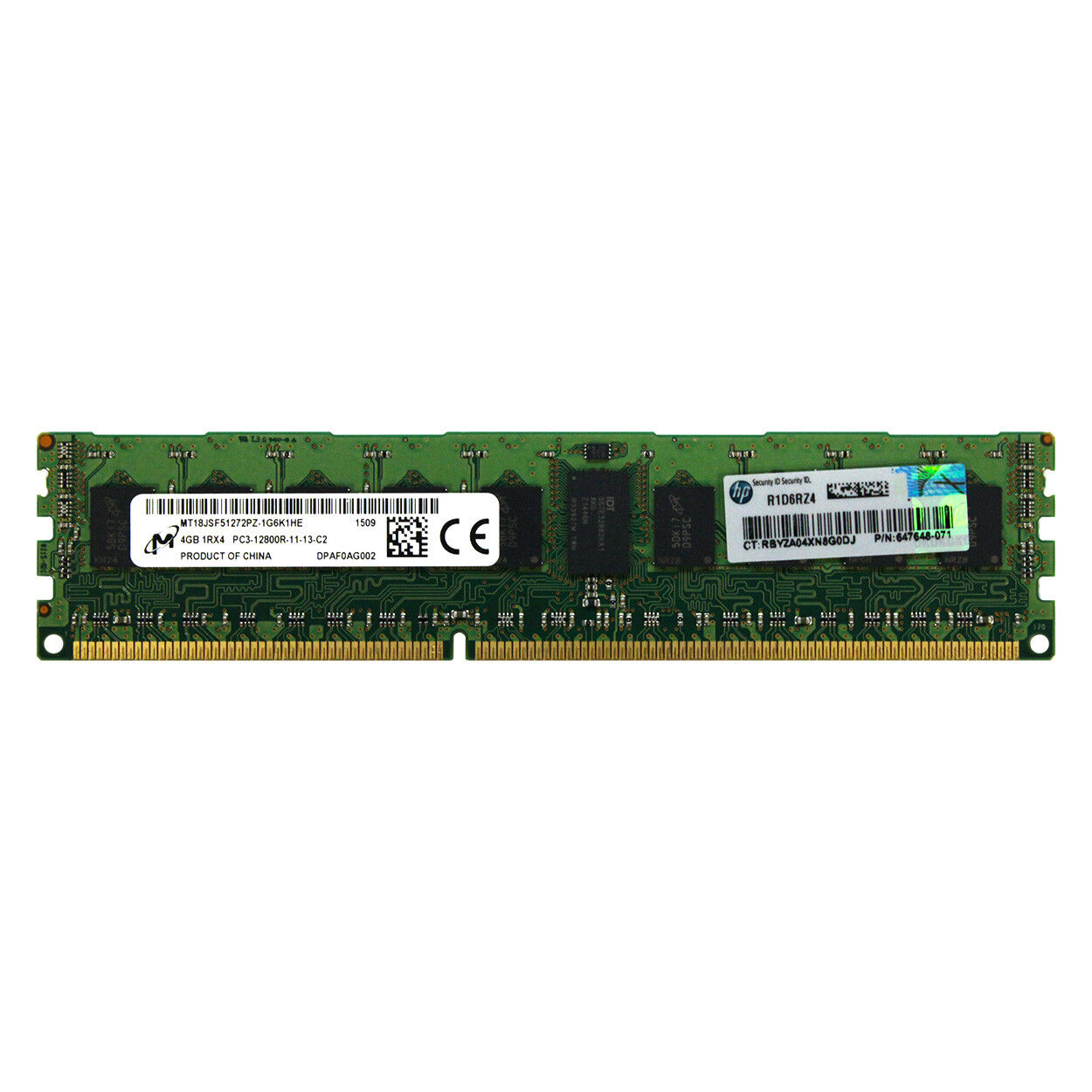 HP Genuine 4GB 1Rx4 PC3-12800R DDR3 1600MHz 1.5V ECC REG RDIMM Server Memory RAM