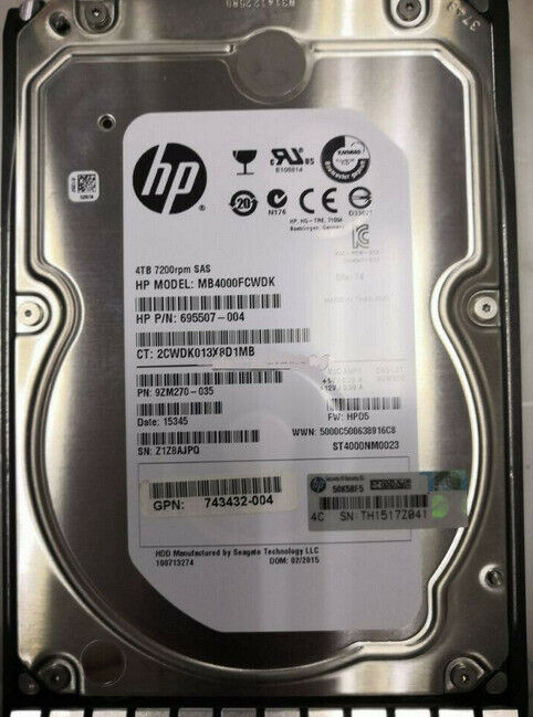 HP 743405-001 695507-004 743432-004 4TB 7.2K 3.5 Hard Drive HDD