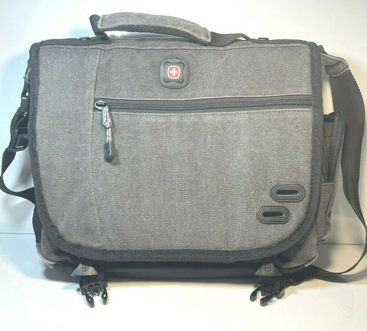 Swiss Gear Laptop Bag Business Padded Briefcase Gray Nylon Messenger Crossbody