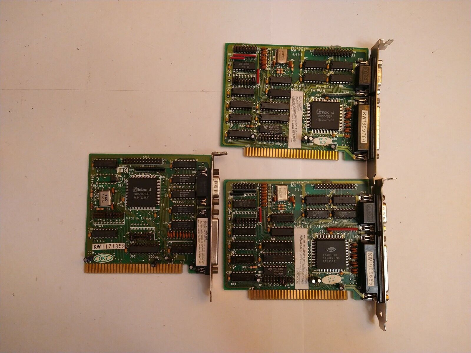 Lot of 3 Vintage Kouwell KW-524H x 2 + 1 x KW-524G ISA Slot Card (A3)
