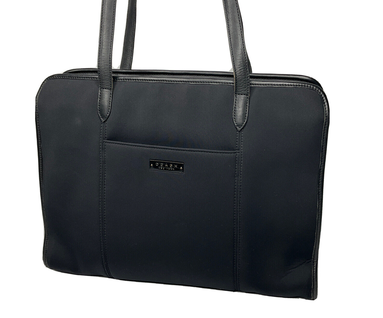 Vintage Coach Laptop Bag Nylon Leather Briefcase Shoulder Padded Bag 6216 Black