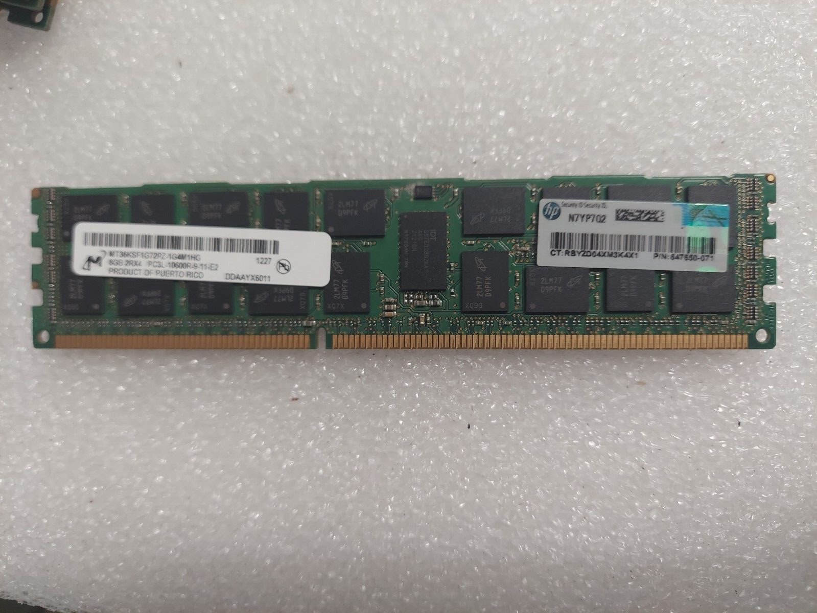 Lot of 4x HP 647650-071 8GB 2Rx4 PC3L-10600 DDR3-1333MHz ECC RAM Micron