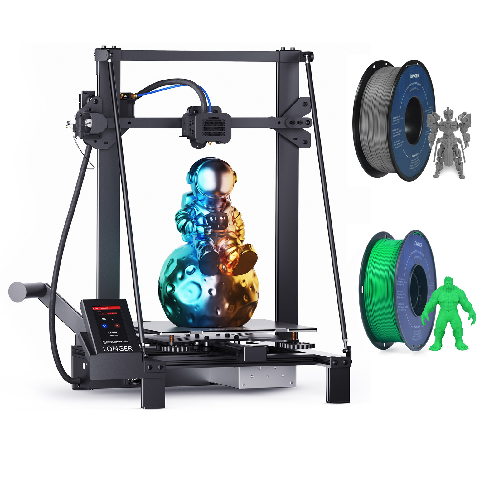 Longer LK5 Pro Silent 3D Printer with automatic bed leveling, and 2 packs of PLA