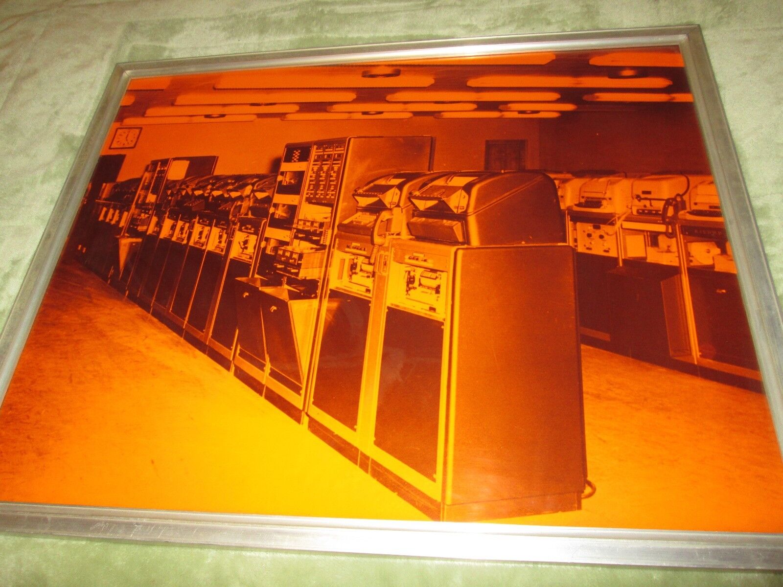 Vtg Super Computer Atomic age Server Room Aluminium Framed Retro Picture Photo