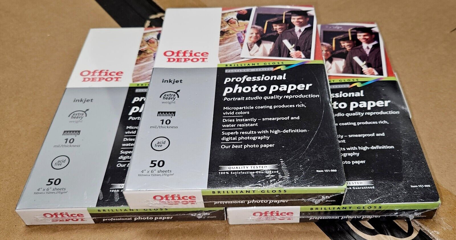 3x New - Brilliant Gloss Office Depot Professional Photo Paper 50pk 4x6