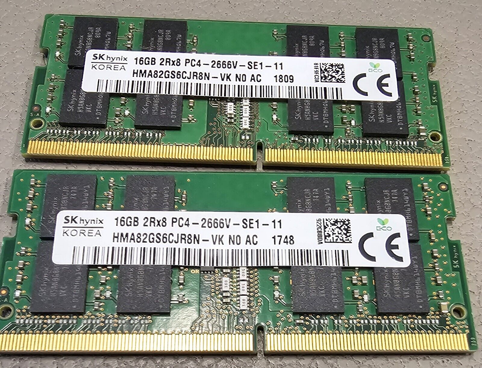 32gb 2x16gb DDR4 2666 sodimm, SK Hynix