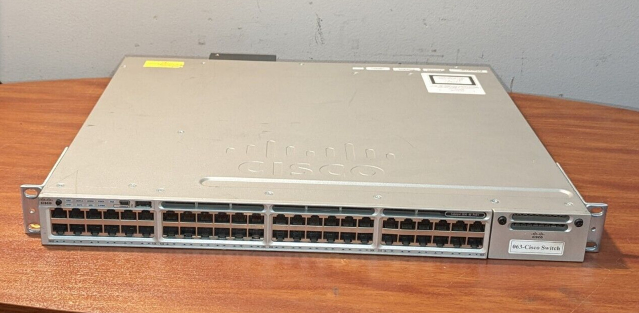 Cisco 3850 Series PoE+ 48 Port Switch, LAN Base, WS-C3850-48F-L, Pre-Owned .