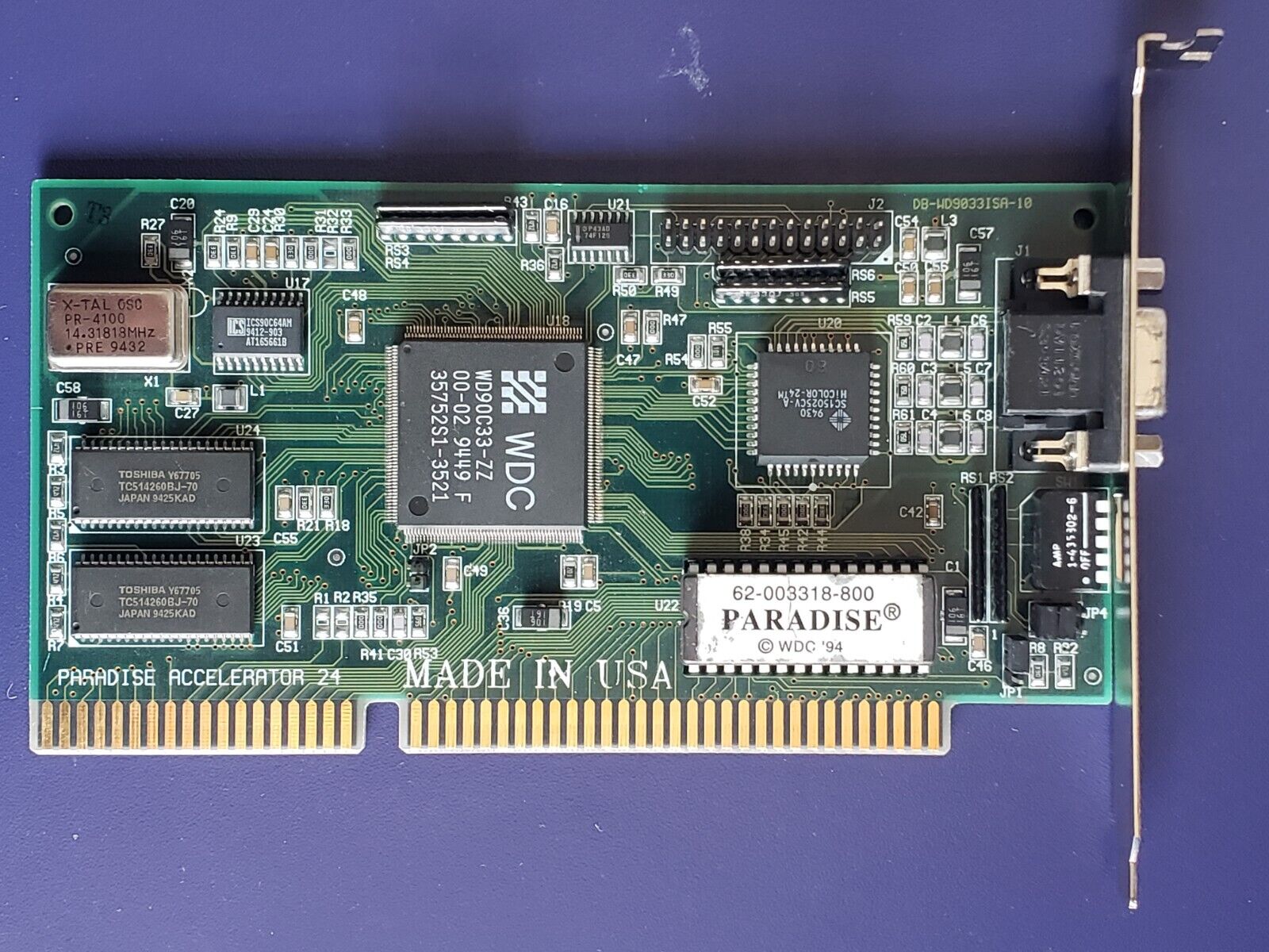 ISA Video Card, WD90C33-ZZ, 1mb (Paradise Accelerator 24) Vintage/ Retro Gaming