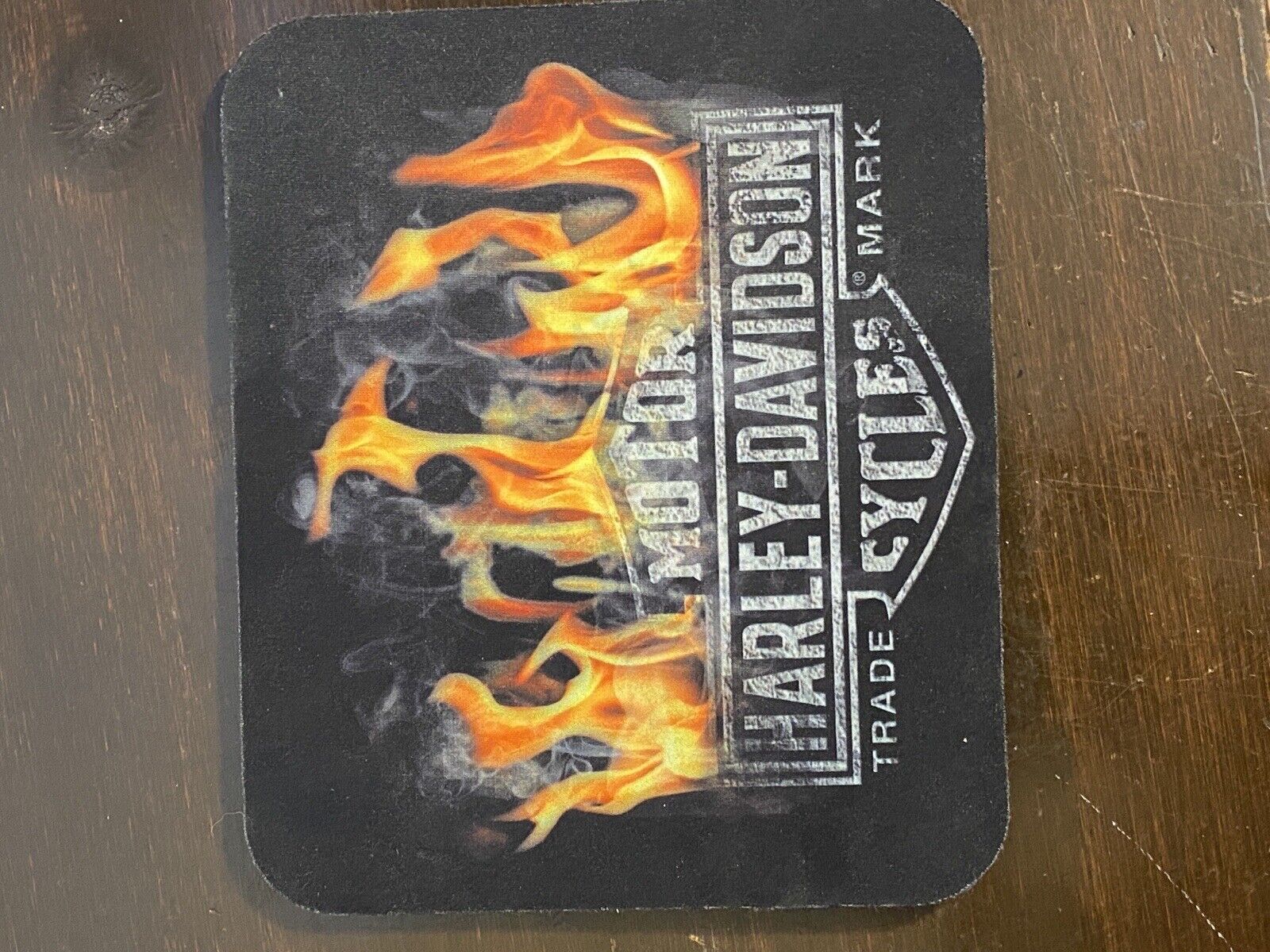 Bad A Harley Davidson Mouse Pad with Flames and Black Background 9.25 x  7.35