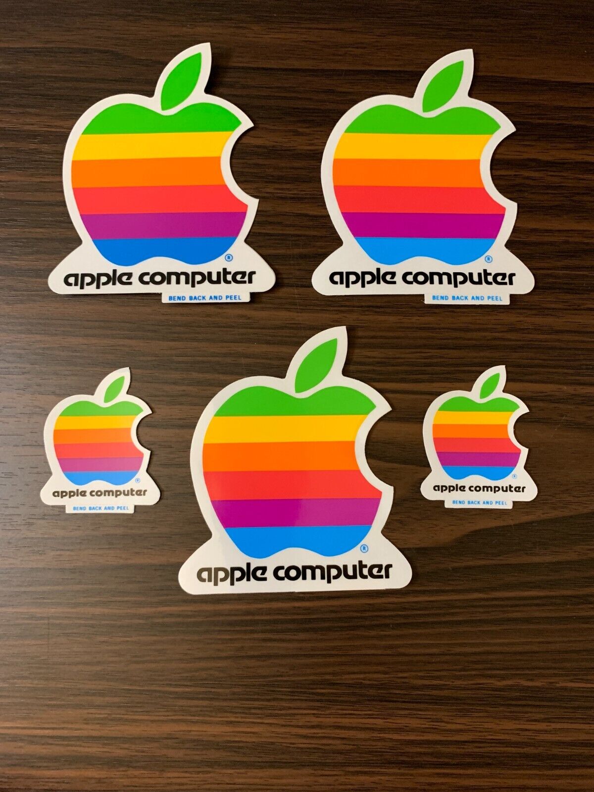 Rare Vintage 1980s Apple Computer Rainbow Stickers Decals Macintosh Lot of 5