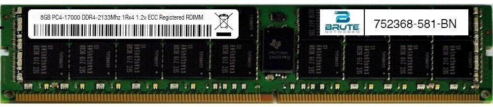 752368-581 - HP Compatible 8GB PC4-17000 DDR4-2133Mhz 1Rx4 1.2v ECC RDIMM