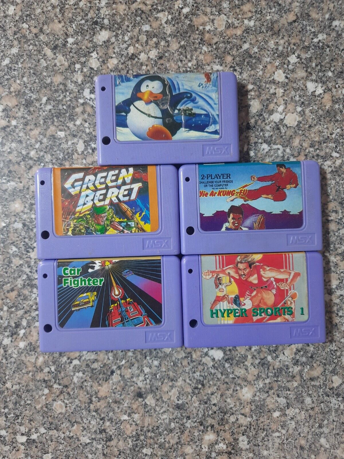 Vintage Lot of 5 MSX Games ( Yie Ar Kungfu - Green Beret - Car Fighter -..)  صخر