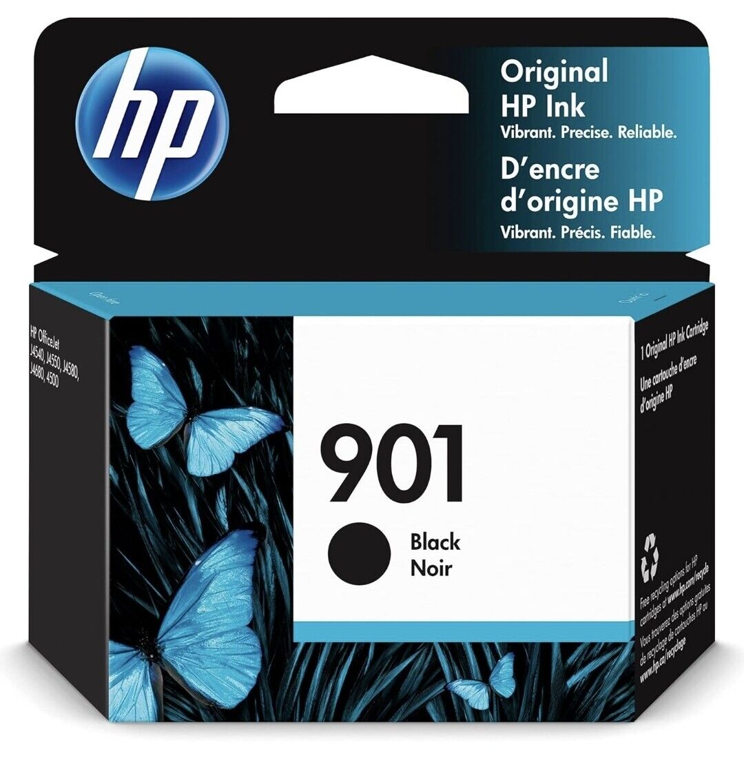 Genuine HP 901 Black Printer Ink Cartridge, New, Factory Sealed, EXP. Sep. 2023