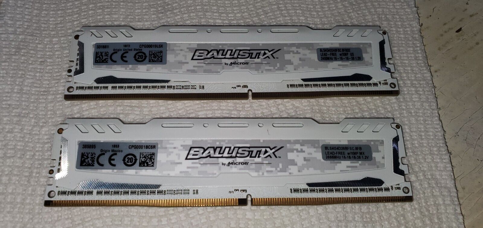 Crucial Ballistix Sport  Kit 2x 4GB DDR4 2400 MHz PC4-19200 Memory RAM WHITE