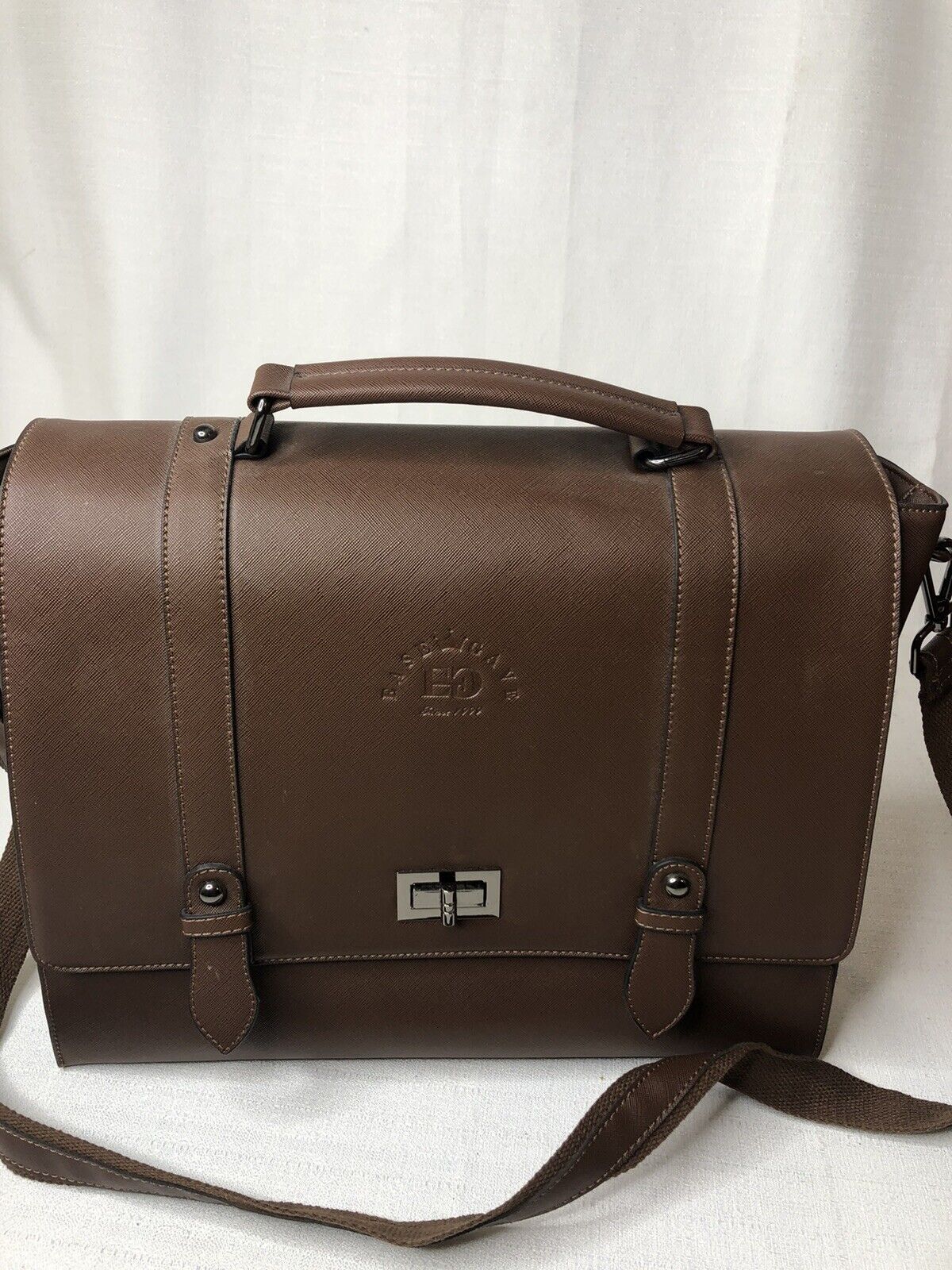 Tote Laptop Bag Work Briefcase Brown Case Handle And Strap Roomy Large Refined