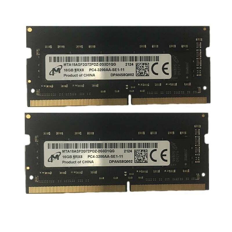 Micron 2x16GB 1RX8 DDR4 PC4-3200AA PC4-3200MHz SO-DIMM Laptop Memory RAM%